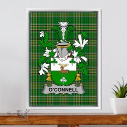 Irish Connellan or O'Connellan Coat of Arms Family Crest Ireland Framed Canvas Print Irish National Tartan