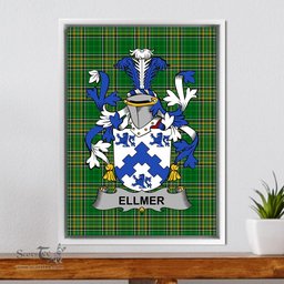 Irish Ellmer Coat of Arms Family Crest Ireland Framed Canvas Print Irish National Tartan