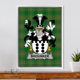 Irish Brounker Coat of Arms Family Crest Ireland Framed Canvas Print Irish National Tartan