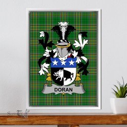Irish Doran or O'Doran Coat of Arms Family Crest Ireland Framed Canvas Print Irish National Tartan