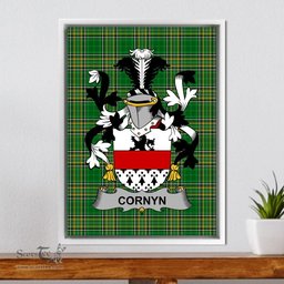 Irish Cornyn or O'Cornyn Coat of Arms Family Crest Ireland Framed Canvas Print Irish National Tartan