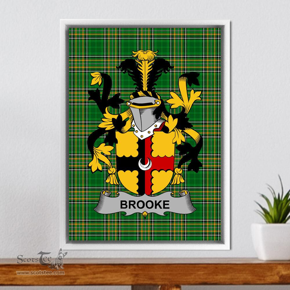Irish Brooke Coat of Arms Family Crest Ireland Framed Canvas Print Irish National Tartan