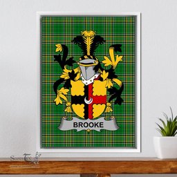 Irish Brooke Coat of Arms Family Crest Ireland Framed Canvas Print Irish National Tartan