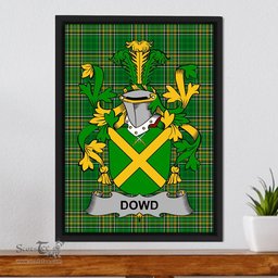 Irish Dowdall Coat of Arms Family Crest Ireland Framed Canvas Print Irish National Tartan