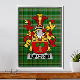 Irish Burroughs Coat of Arms Family Crest Ireland Framed Canvas Print Irish National Tartan