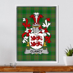 Irish Clancy or McClancy Coat of Arms Family Crest Ireland Framed Canvas Print Irish National Tartan
