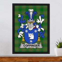 Irish Coppinger Coat of Arms Family Crest Ireland Framed Canvas Print Irish National Tartan