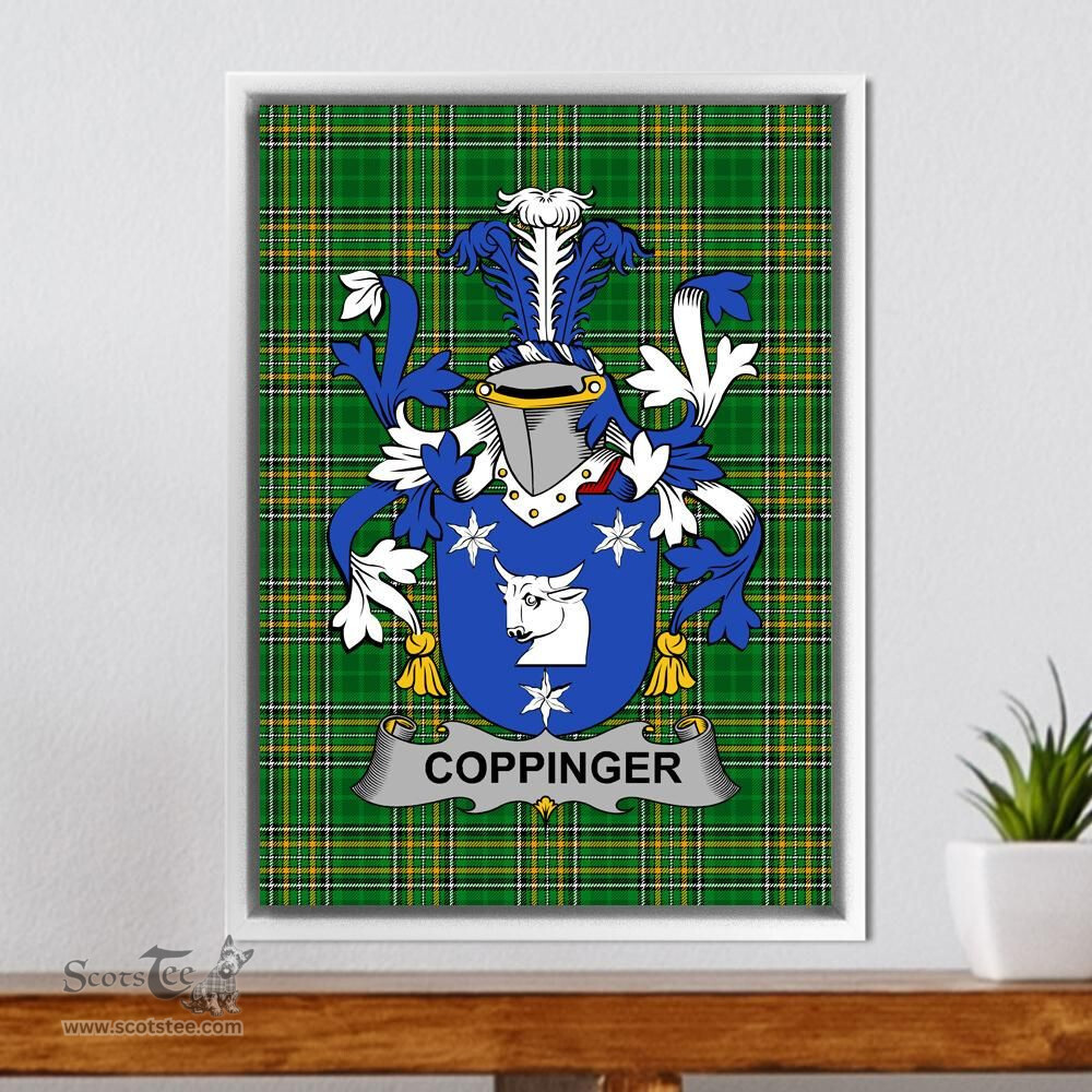Irish Coppinger Coat of Arms Family Crest Ireland Framed Canvas Print Irish National Tartan