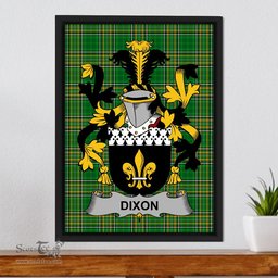 Irish Dixon Coat of Arms Family Crest Ireland Framed Canvas Print Irish National Tartan
