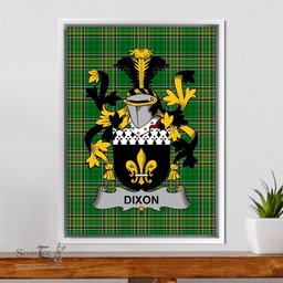 Irish Dixon Coat of Arms Family Crest Ireland Framed Canvas Print Irish National Tartan