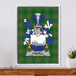 Irish Cahill or O'Cahill Coat of Arms Family Crest Ireland Framed Canvas Print Irish National Tartan
