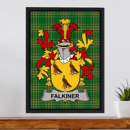 Irish Falkiner Coat of Arms Family Crest Ireland Framed Canvas Print Irish National Tartan