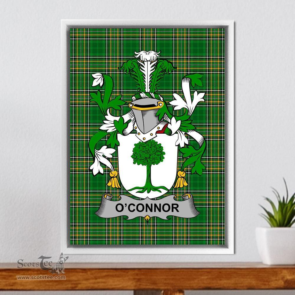 Irish Connor or O'Connor (Don) Coat of Arms Family Crest Ireland Framed Canvas Print Irish National Tartan
