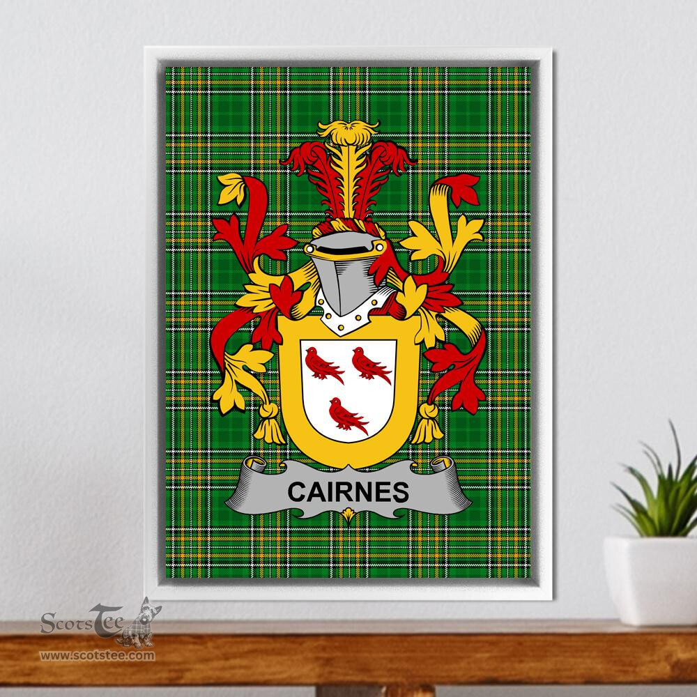 Irish Cairnes Coat of Arms Family Crest Ireland Framed Canvas Print Irish National Tartan