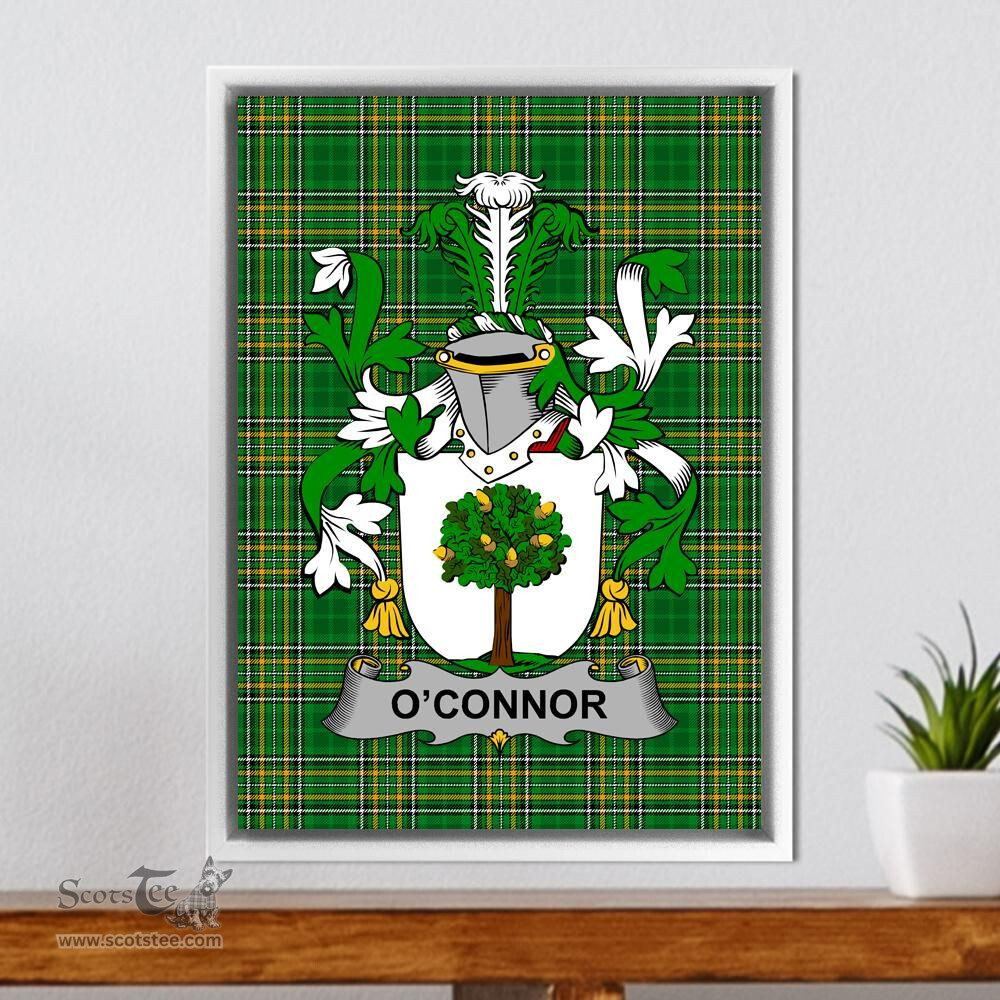 Irish Connor or O'Connor (Faly) Coat of Arms Family Crest Ireland Framed Canvas Print Irish National Tartan