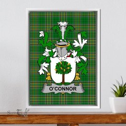 Irish Connor or O'Connor (Faly) Coat of Arms Family Crest Ireland Framed Canvas Print Irish National Tartan