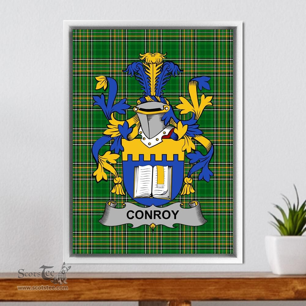 Irish Conroy or O'Mulconroy Coat of Arms Family Crest Ireland Framed Canvas Print Irish National Tartan