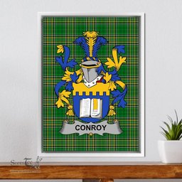 Irish Conroy or O'Mulconroy Coat of Arms Family Crest Ireland Framed Canvas Print Irish National Tartan