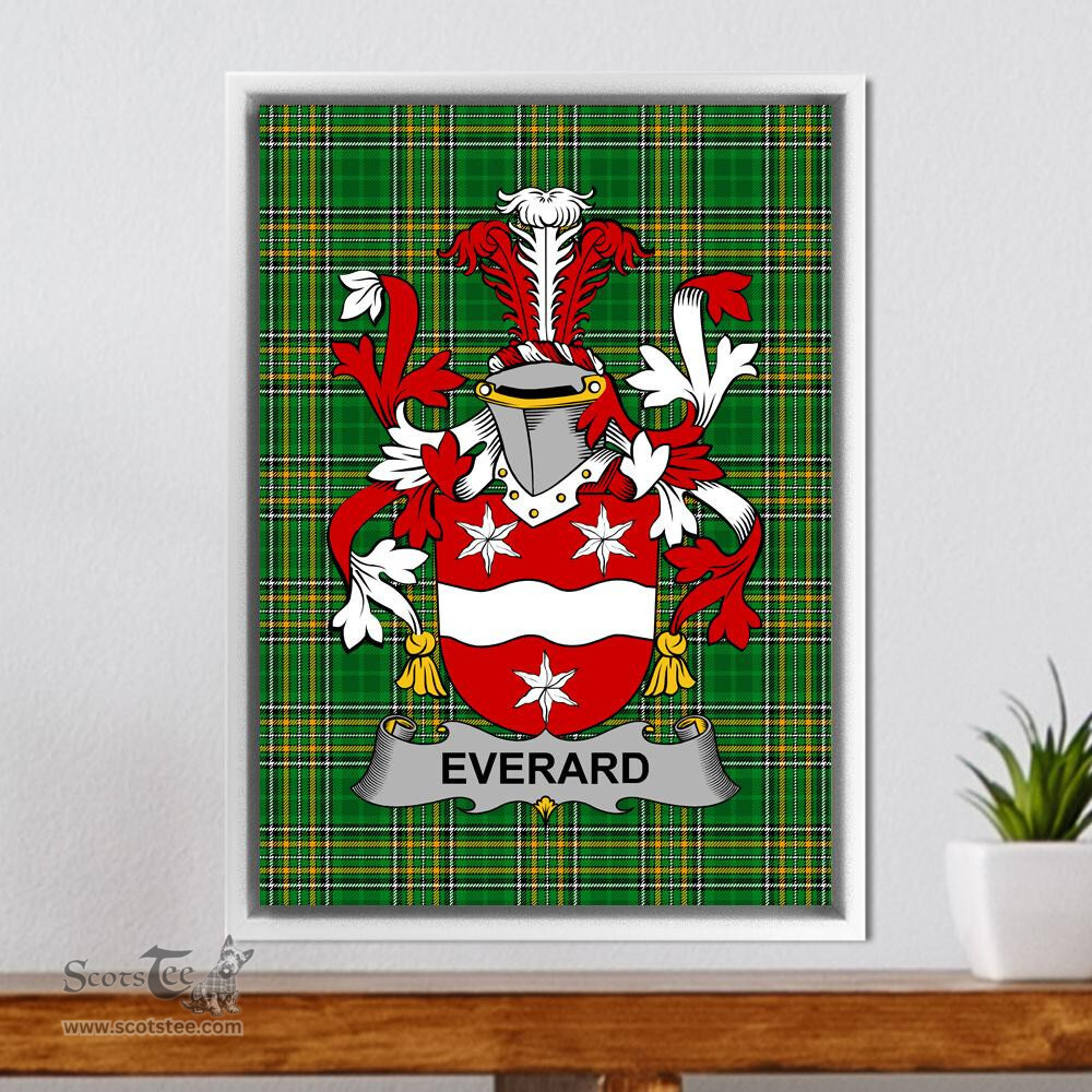 Irish Everard Coat of Arms Family Crest Ireland Framed Canvas Print Irish National Tartan