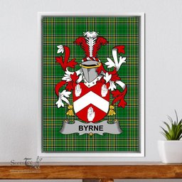 Irish Byrne or O'Byrne Coat of Arms Family Crest Ireland Framed Canvas Print Irish National Tartan