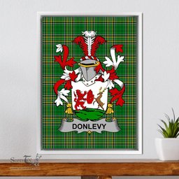 Irish Donlevy or O'Donlevy Coat of Arms Family Crest Ireland Framed Canvas Print Irish National Tartan