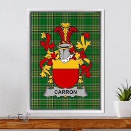 Irish Carron Coat of Arms Family Crest Ireland Framed Canvas Print Irish National Tartan