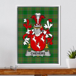 Irish Chevers Coat of Arms Family Crest Ireland Framed Canvas Print Irish National Tartan