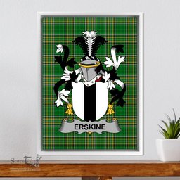 Irish Erskine Coat of Arms Family Crest Ireland Framed Canvas Print Irish National Tartan