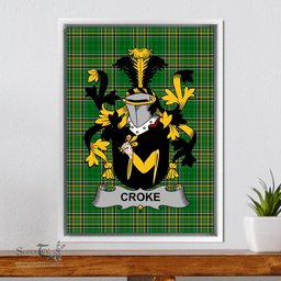 Irish Croke Coat of Arms Family Crest Ireland Framed Canvas Print Irish National Tartan