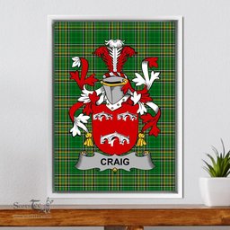 Irish Craig Coat of Arms Family Crest Ireland Framed Canvas Print Irish National Tartan