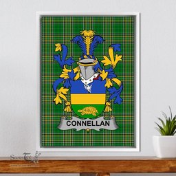 Irish Connell or O'Connell Coat of Arms Family Crest Ireland Framed Canvas Print Irish National Tartan