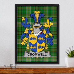 Irish Cromwell Coat of Arms Family Crest Ireland Framed Canvas Print Irish National Tartan