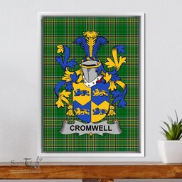 Irish Cromwell Coat of Arms Family Crest Ireland Framed Canvas Print Irish National Tartan