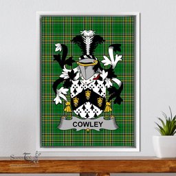 Irish Cowley or Cooley Coat of Arms Family Crest Ireland Framed Canvas Print Irish National Tartan
