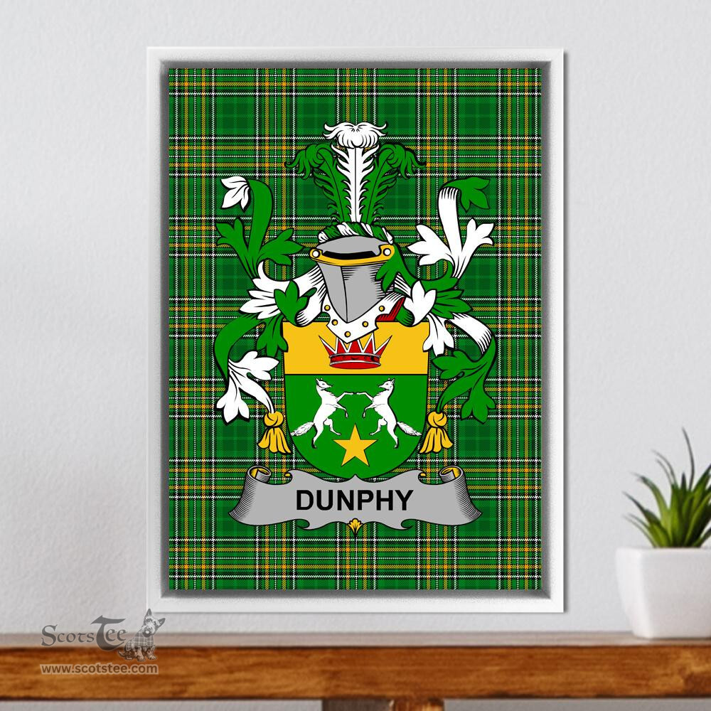 Irish Dunphy (Middle Temple - Burke's) Coat of Arms Family Crest Ireland Framed Canvas Print Irish National Tartan