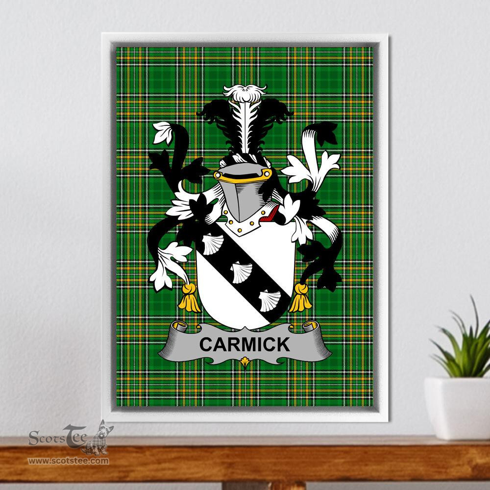Irish Carmick Coat of Arms Family Crest Ireland Framed Canvas Print Irish National Tartan