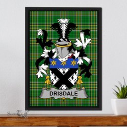 Irish Drisdale Coat of Arms Family Crest Ireland Framed Canvas Print Irish National Tartan