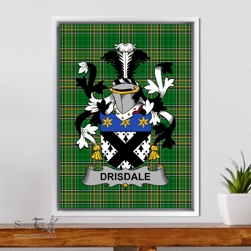 Irish Drisdale Coat of Arms Family Crest Ireland Framed Canvas Print Irish National Tartan