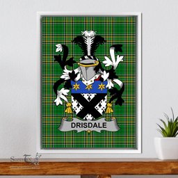 Irish Drisdale Coat of Arms Family Crest Ireland Framed Canvas Print Irish National Tartan