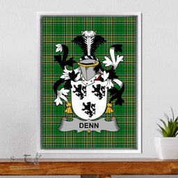 Irish Denn Coat of Arms Family Crest Ireland Framed Canvas Print Irish National Tartan