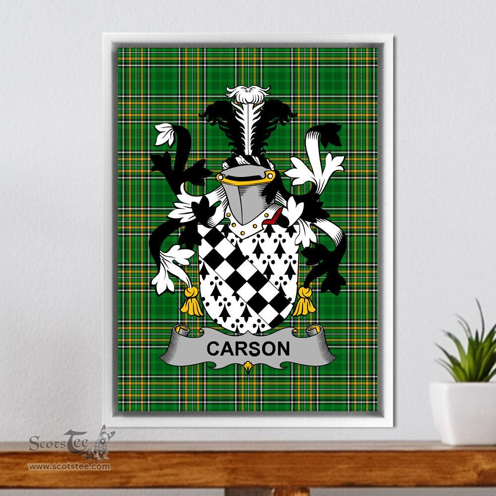 Irish Carson Coat of Arms Family Crest Ireland Framed Canvas Print Irish National Tartan