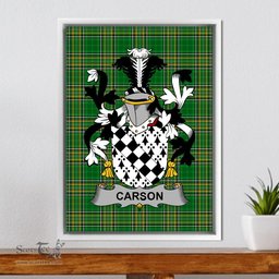 Irish Carson Coat of Arms Family Crest Ireland Framed Canvas Print Irish National Tartan