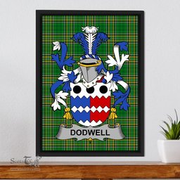 Irish Dodwell Coat of Arms Family Crest Ireland Framed Canvas Print Irish National Tartan
