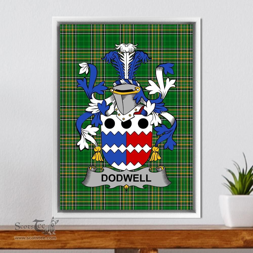 Irish Dodwell Coat of Arms Family Crest Ireland Framed Canvas Print Irish National Tartan