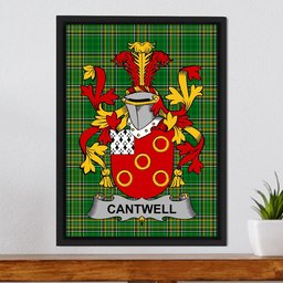 Irish Cantwell Coat of Arms Family Crest Ireland Framed Canvas Print Irish National Tartan