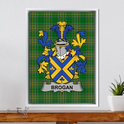Irish Brogan or O'Brogan Coat of Arms Family Crest Ireland Framed Canvas Print Irish National Tartan