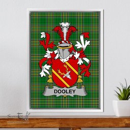 Irish Dooley or O'Dooley Coat of Arms Family Crest Ireland Framed Canvas Print Irish National Tartan