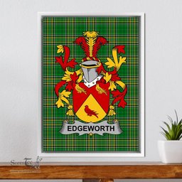 Irish Edgeworth Coat of Arms Family Crest Ireland Framed Canvas Print Irish National Tartan
