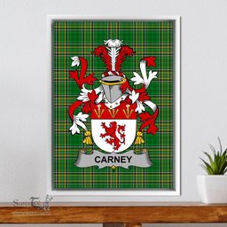 Irish Carney Coat of Arms Family Crest Ireland Framed Canvas Print Irish National Tartan