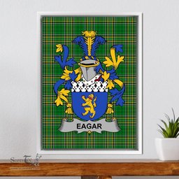 Irish Eagar Coat of Arms Family Crest Ireland Framed Canvas Print Irish National Tartan